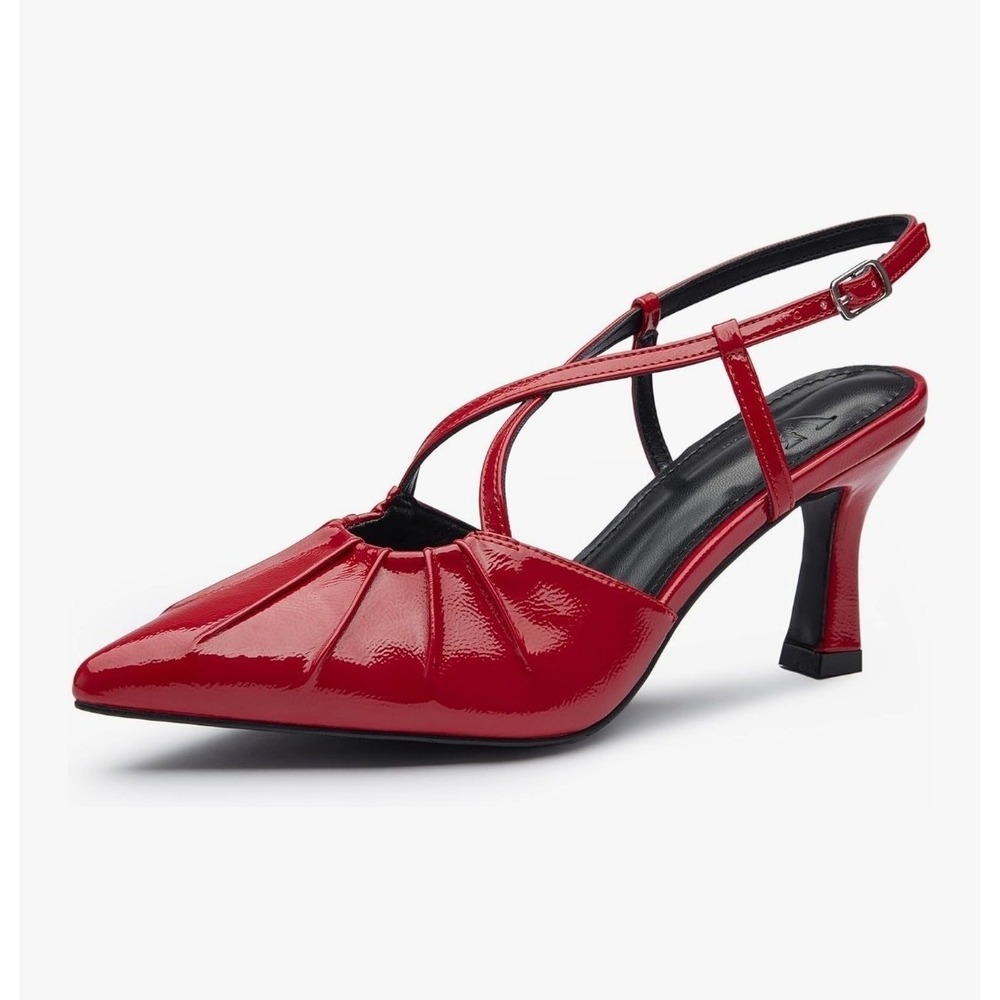 New Women's Red Pointed Toe Strappy Closed-Toe High‎ Heels, Size 10